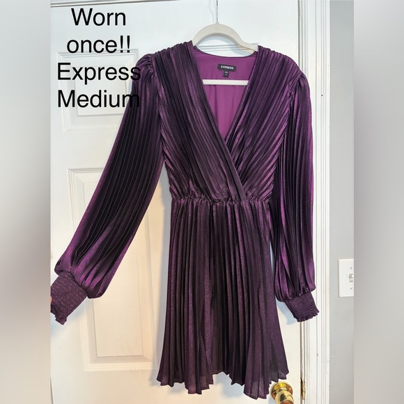 Express Dresses & Skirts - Express Shimmering Purple Long Sleeve Dress